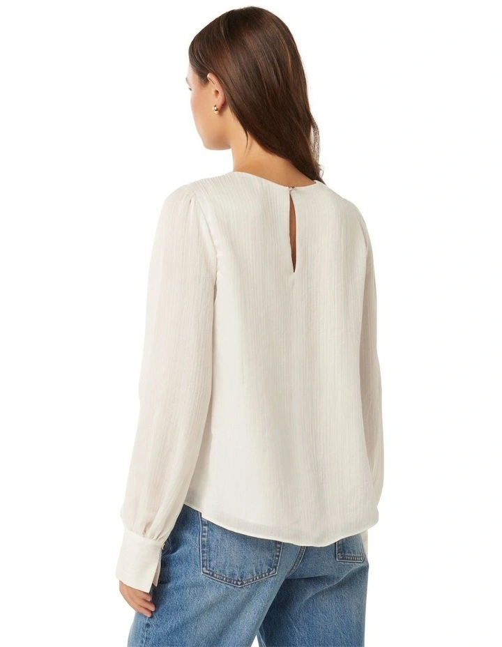 Narelda Crew Neck Top in White