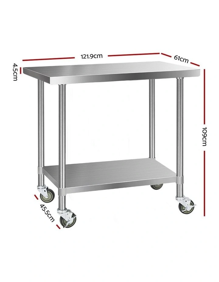 Commercial 43 Stainless Steel Bench 1219x61mm