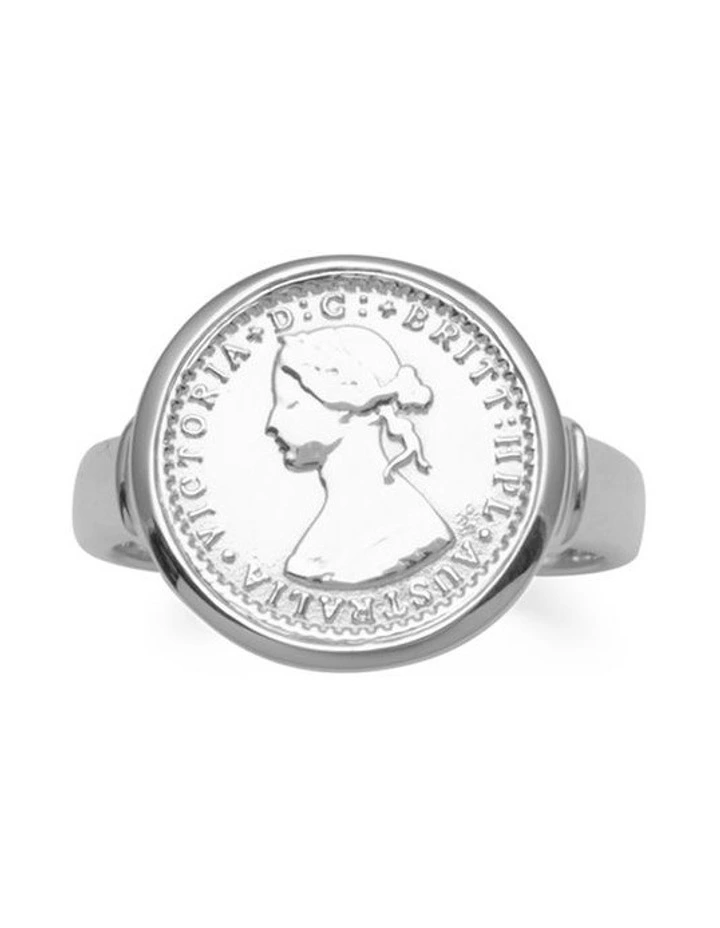 Mini Size P Coin Ring in Silver