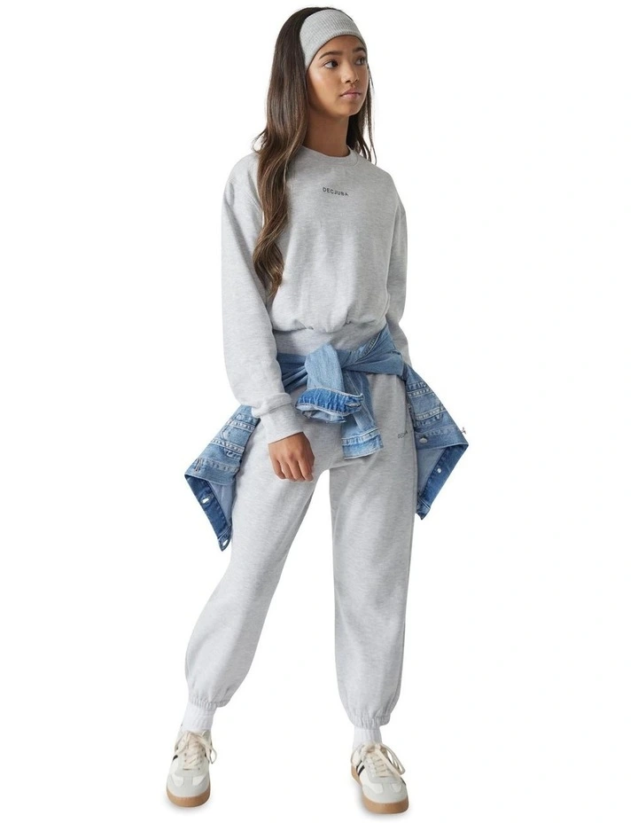 Logo Oversized Crop Top in Grey Marle