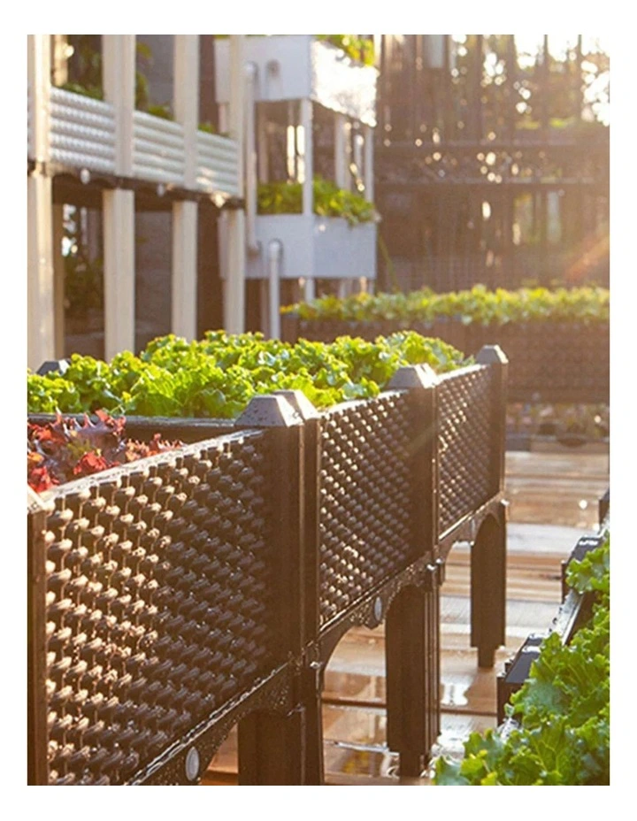 Raised Outdoor Plastic Planter 200cm in Dark Brown