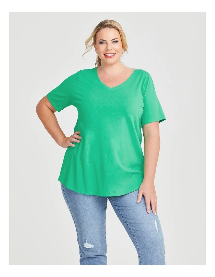Australian Cotton V-neck T-shirt in Spring Jade