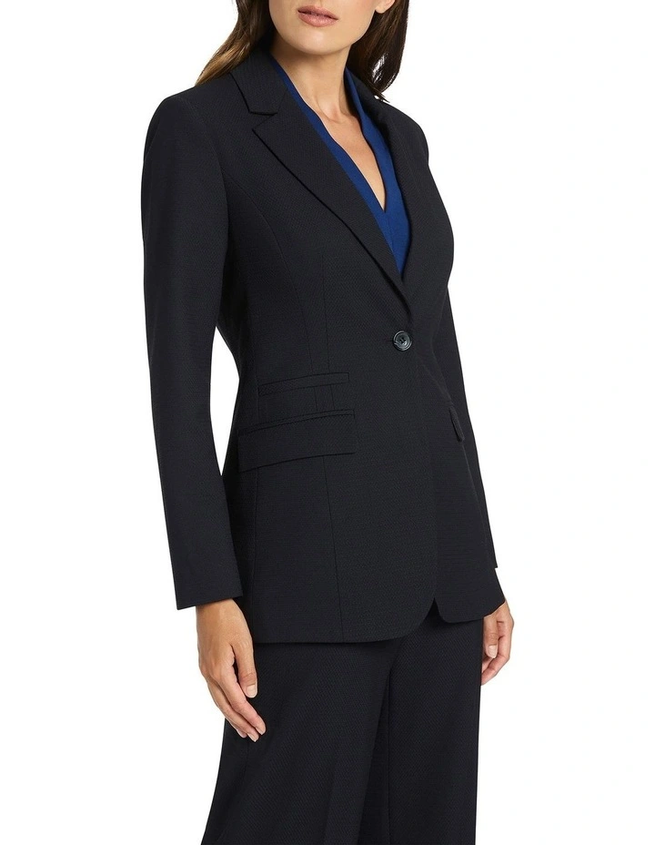 Pecky Longline Jacket in Black/Navy