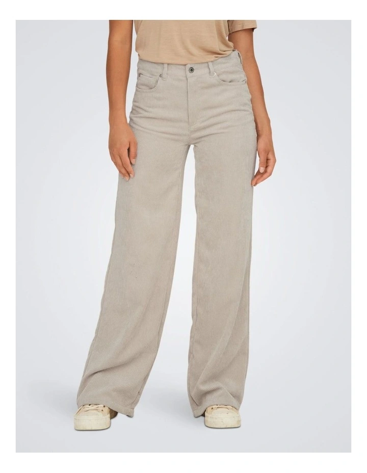 Madison Viola High Waisted Wide Pants in Stone