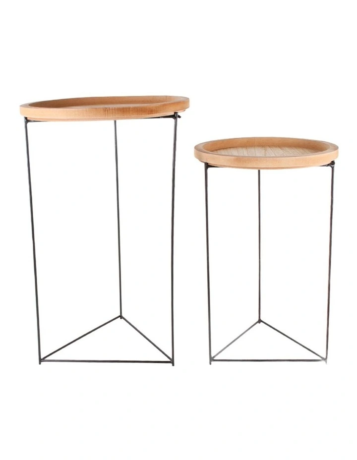 Ardano Wood/Metal Side Table 2 Pack in Black