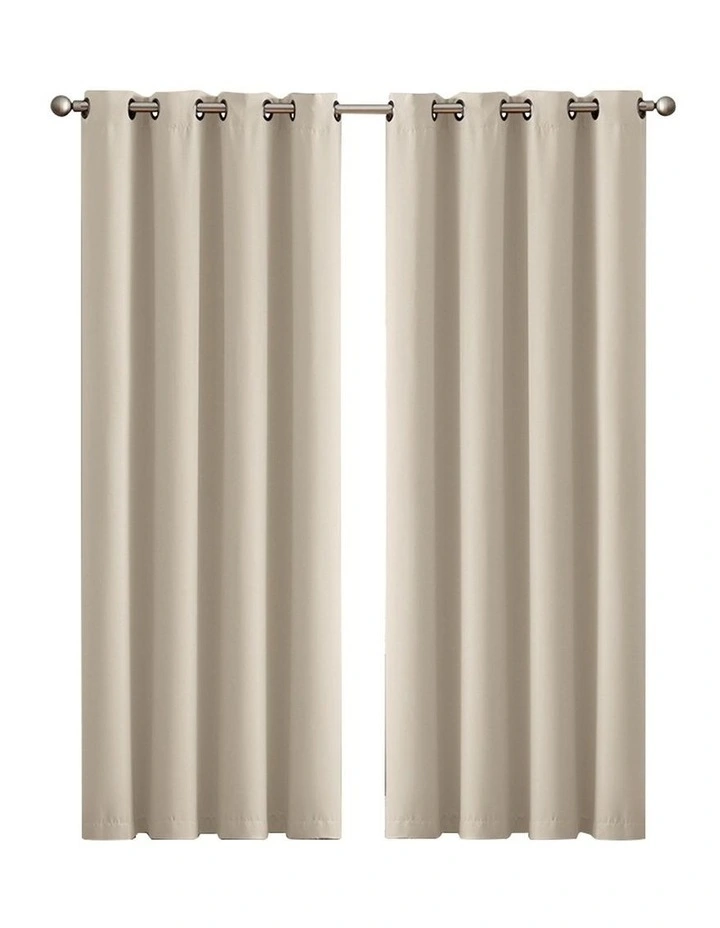 Blockout Curtains Panels 132x160cm x2 in Beige