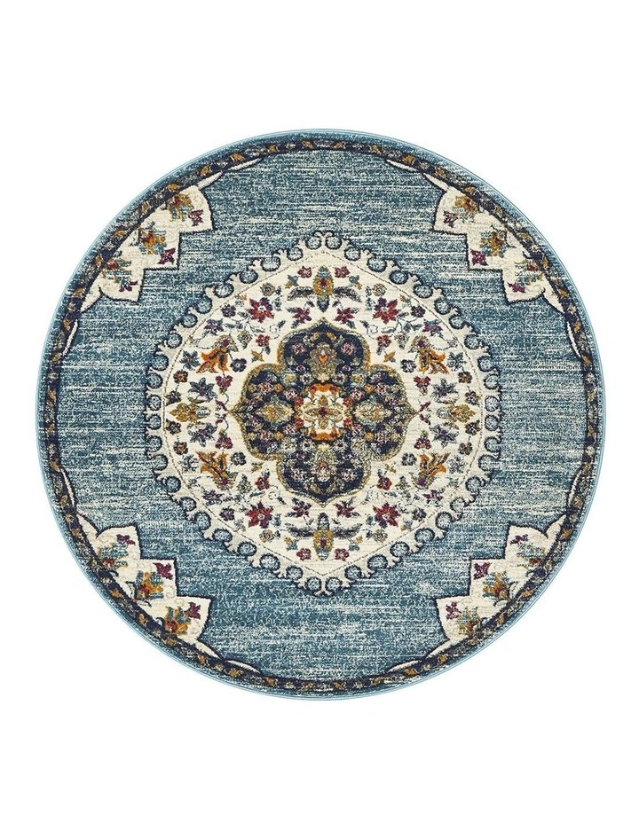 Babylon 202 Round Rug in Blue