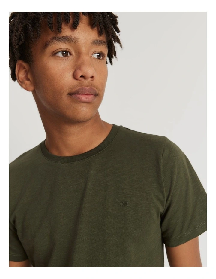 Plain Short Sleeve T-shirt in Khaki Green