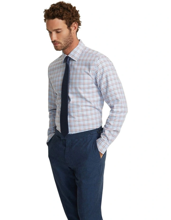 Beckton Cotton Check Shirt in Blue/Red