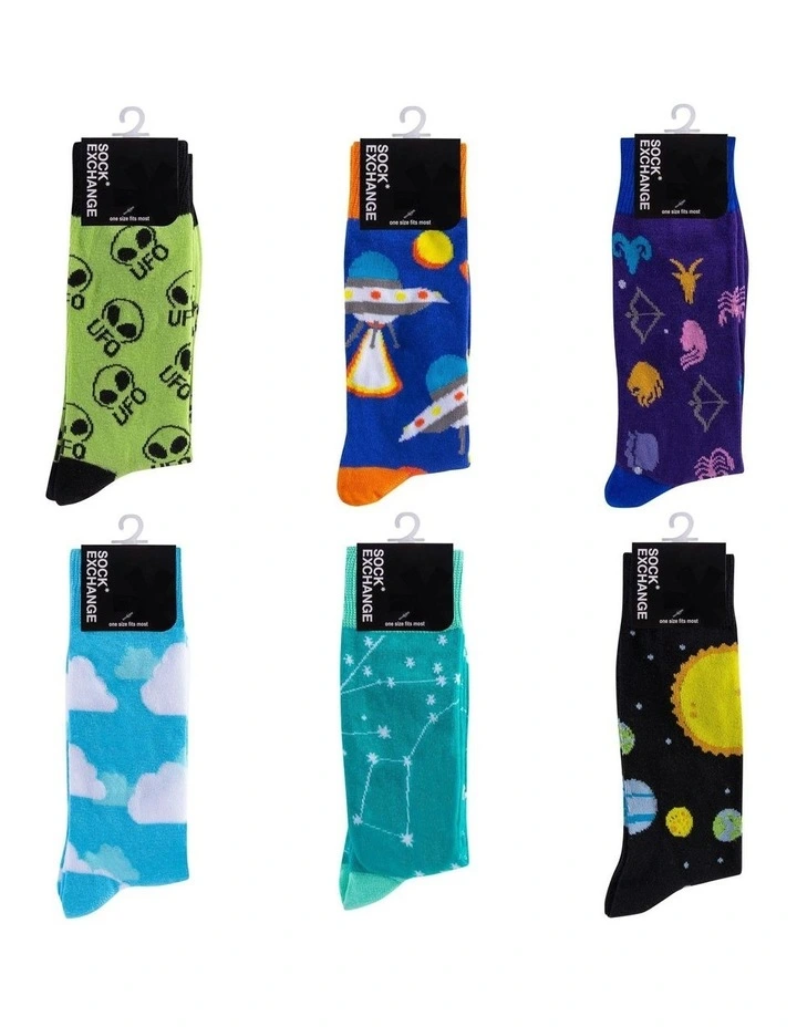 Fashion Novelty Funny Socks 6 Pairs in Multi
