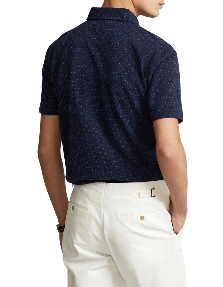 Custom Slim Fit Jacquard Polo Shirt in Navy