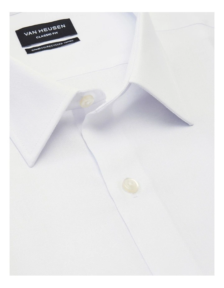 Wash N Wear Textured Long Sleeve Business Shirt in White