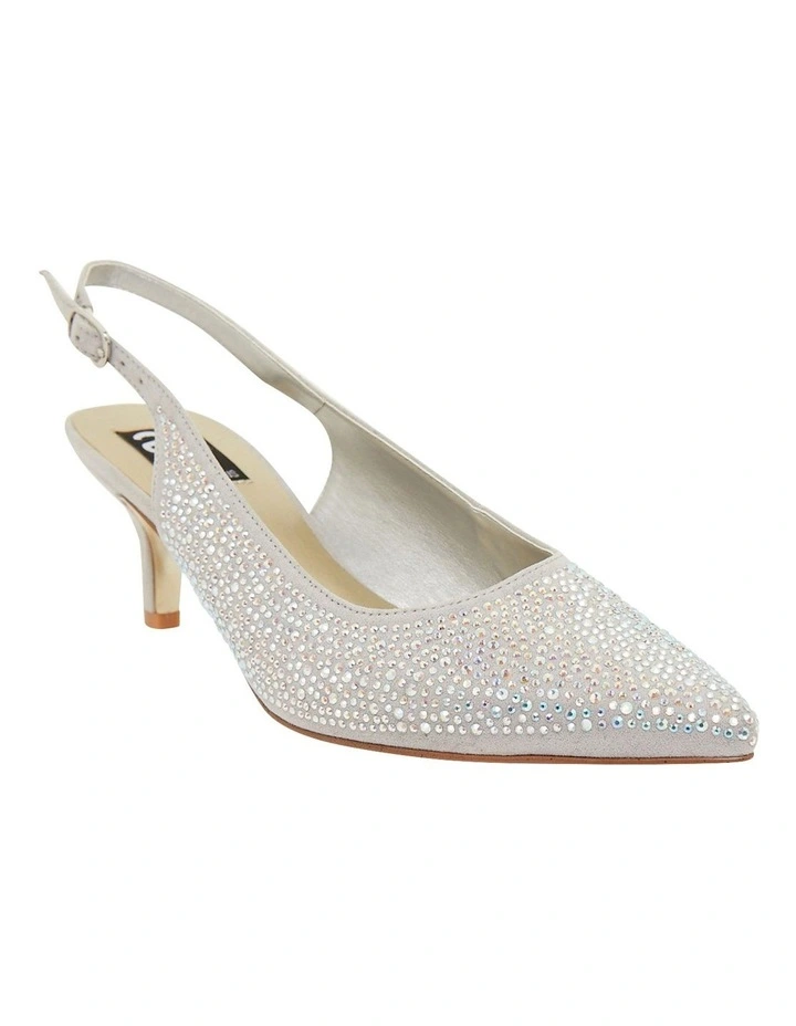 Teagan Silver Fabric Heeled Shoes