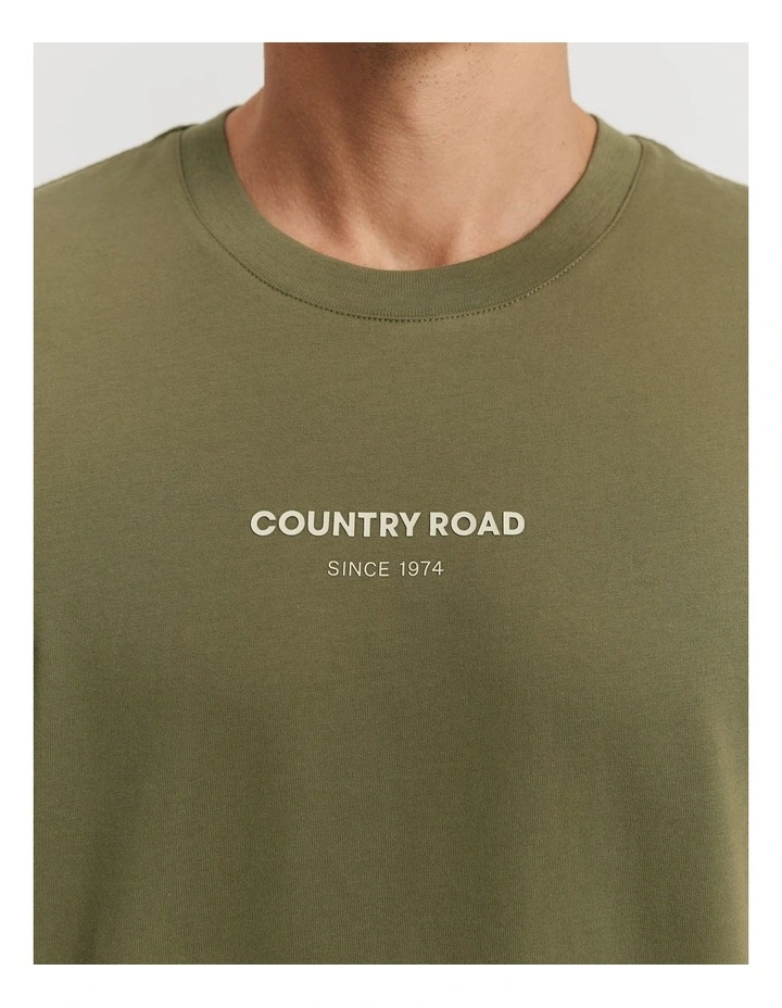 Australian Cotton Modern Logo T-shirt in Army Green