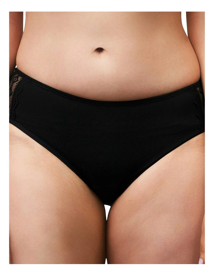 Organic Cotton and Lace Bikini Style Period Underwear in Black