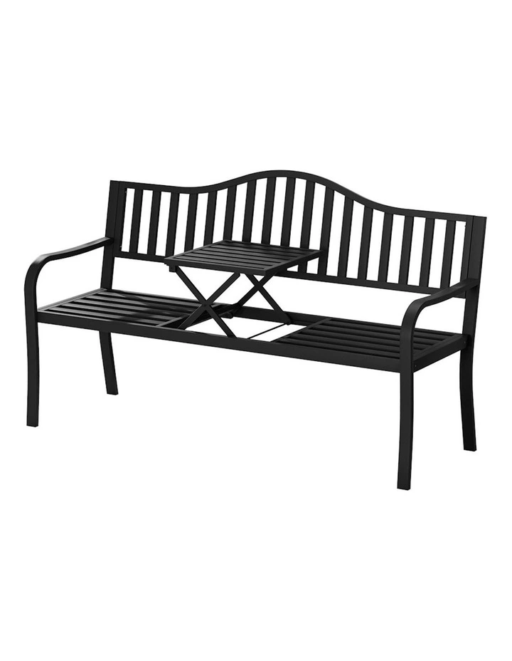 Steel Foldable Table Garden Bench in Black