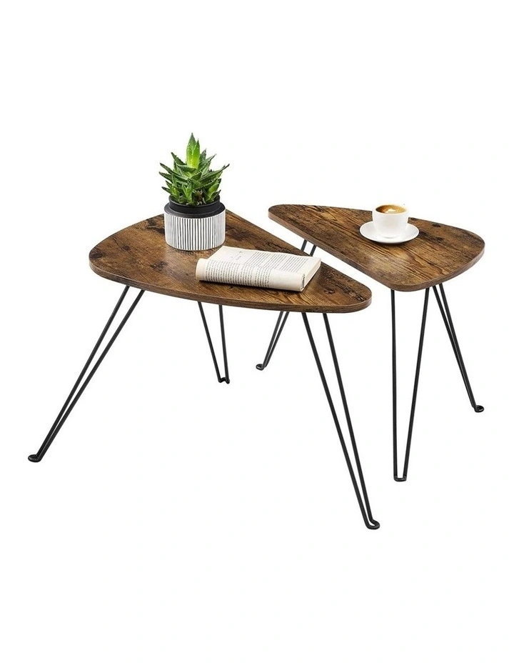 Nesting Table Set of 2 in Rustic Brown/Black