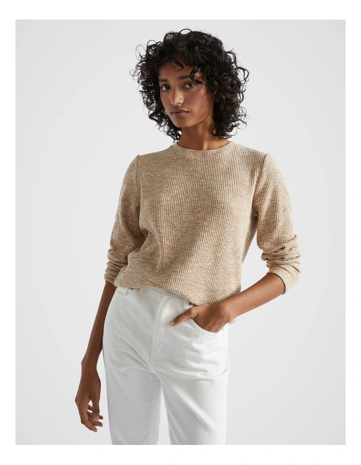 Twist Rib Long Sleeve Top in Honey Gold Twist