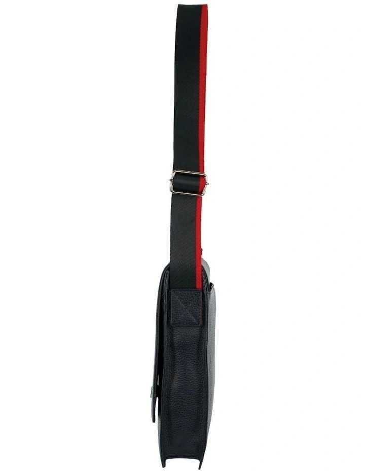 Leather Flap-over Cross-Body Bag in Navy