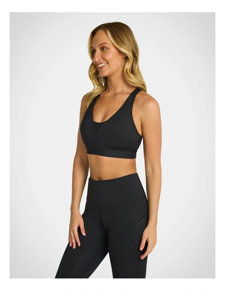 Mesh Medium Impact Sports Bra in Black