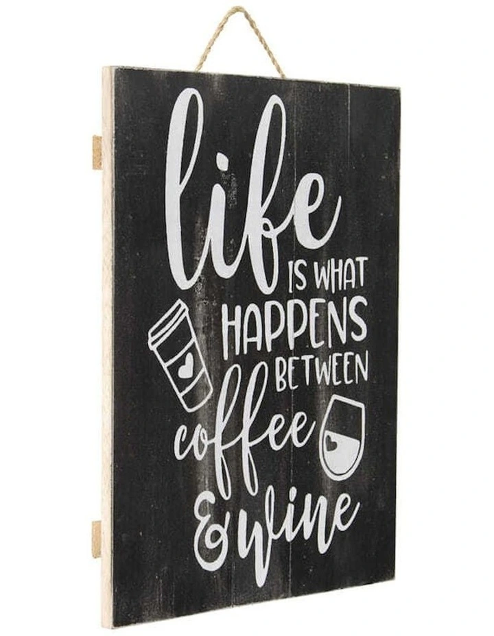Handmade Life Coffee Wine Sign Wall Art in Multi