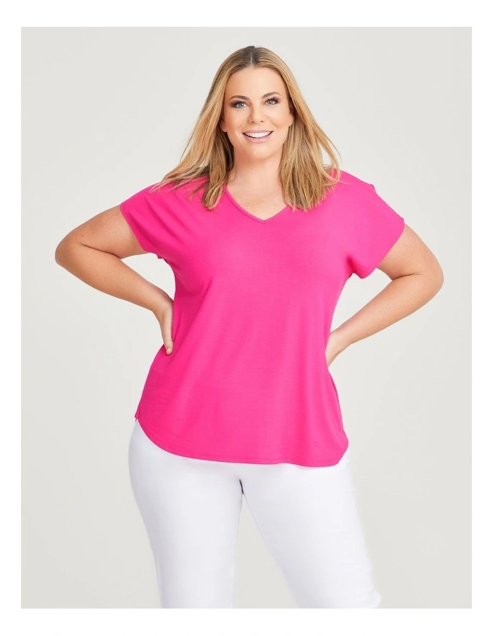 Natural Everyday V-Neck Top in Super Pink