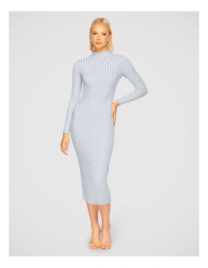 Freja Funnel Neck Dress in Blue
