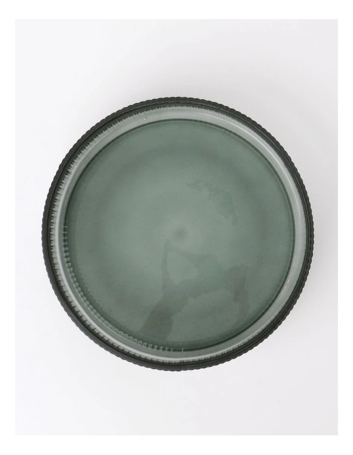 Ribbed Salad Bowl Glass Large in Green