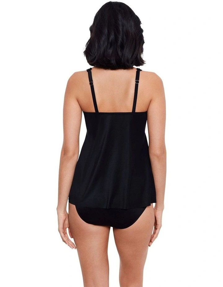 Surplice Loose Fit Wired Tankini Top in Black