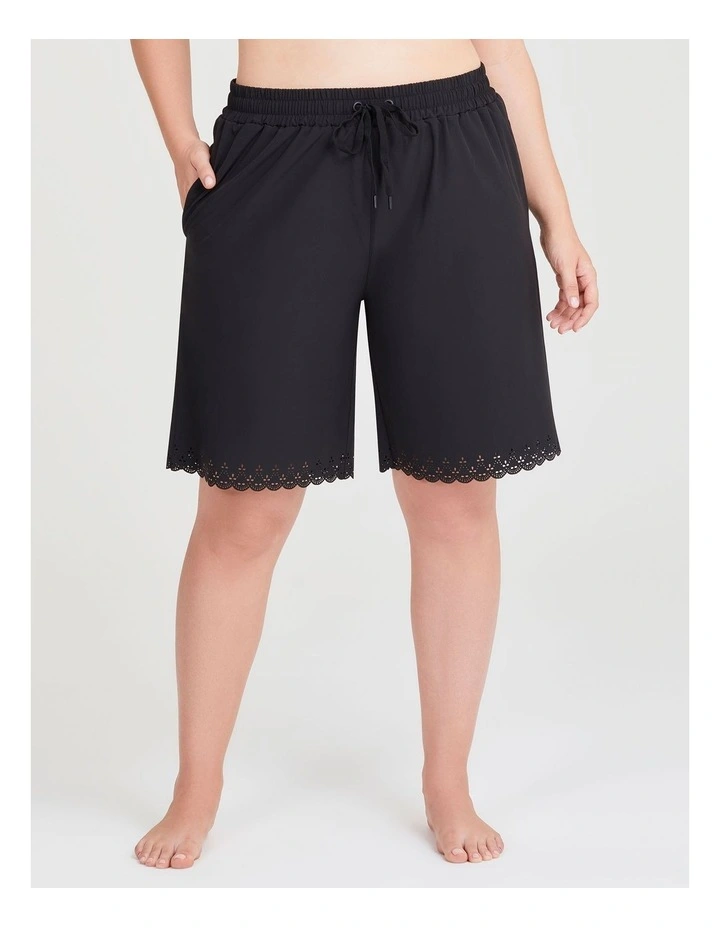 Stretch Laser Cut Boardshorts in Black