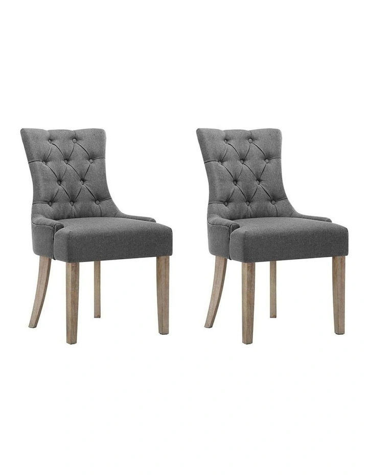 French Provincial Wooden Fabric Dining Chair in Grey