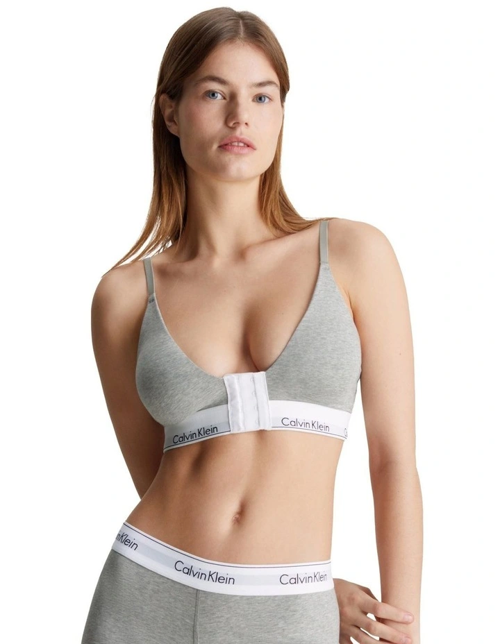 Modern Cotton Lightly Lined Post Surgery Triangle Bra in Grey