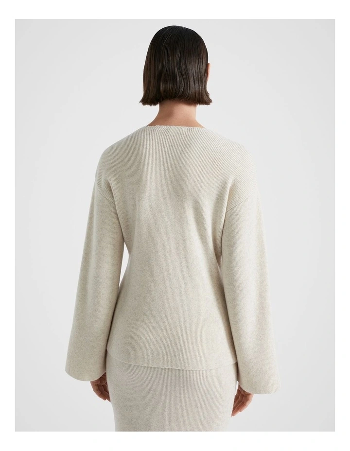 Structured Knit Cardigan in Oat Marle