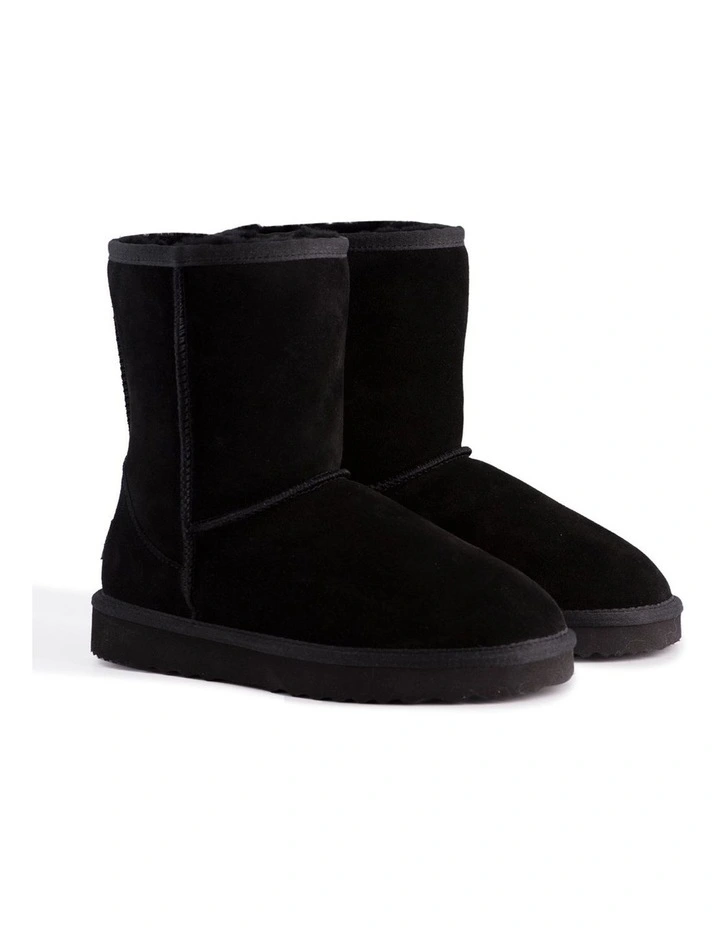 Women Mid Calf Sheepskin UGG Boot Black