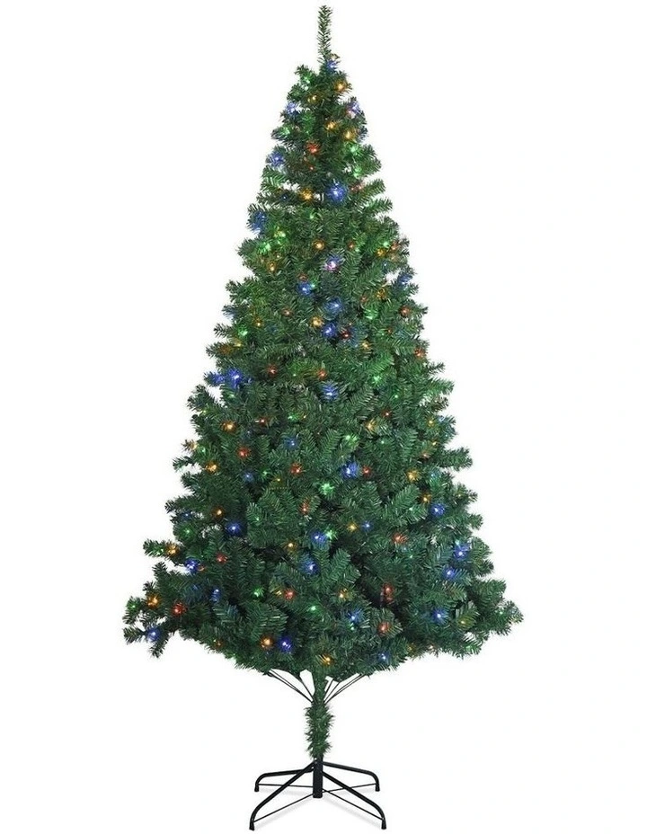 Artificial Christmas Tree with 4 Colour LED Lights 2.4m in Multi