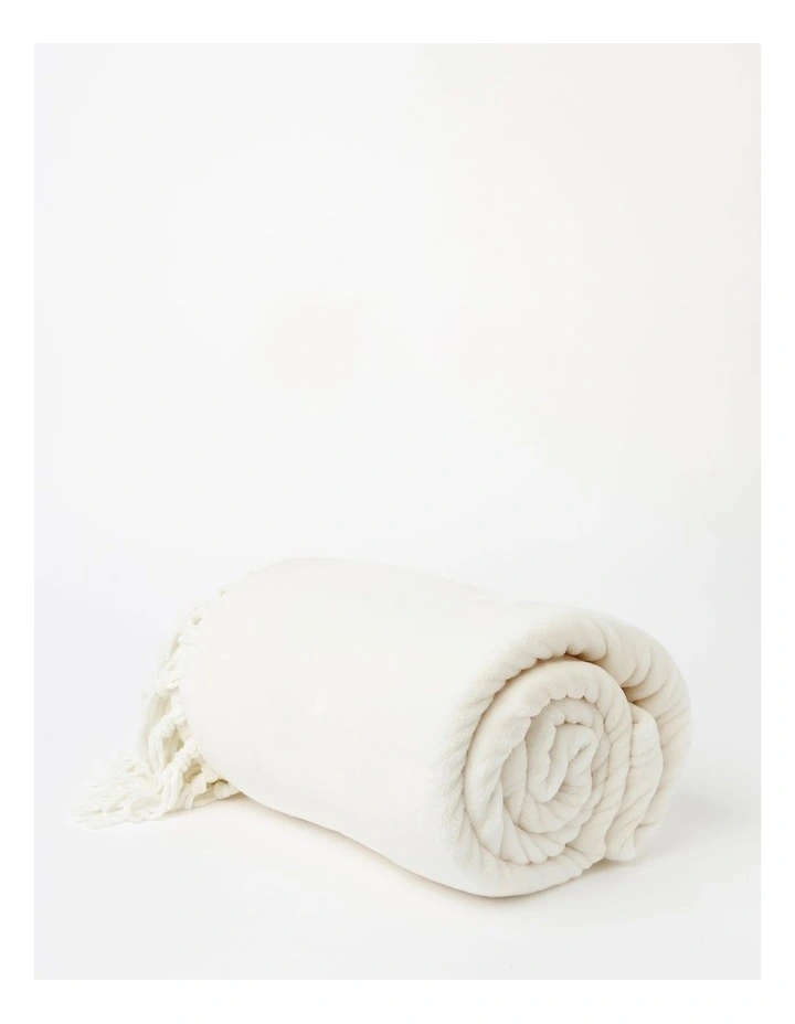 Chenille Fringe Blanket in White