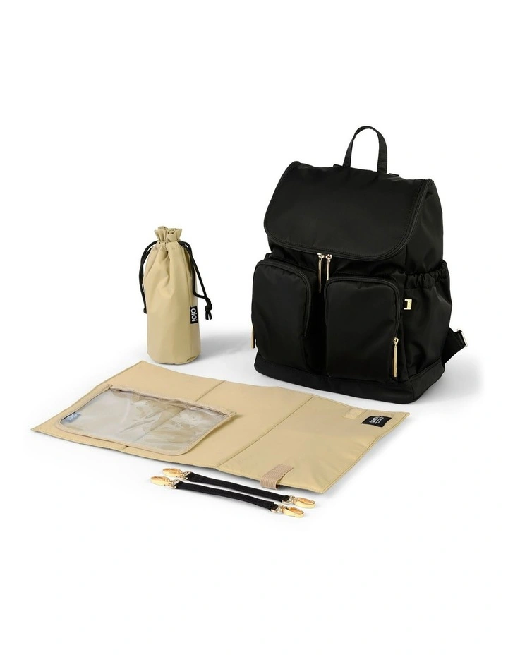 Signature Nylon Nappy Backpack in Black