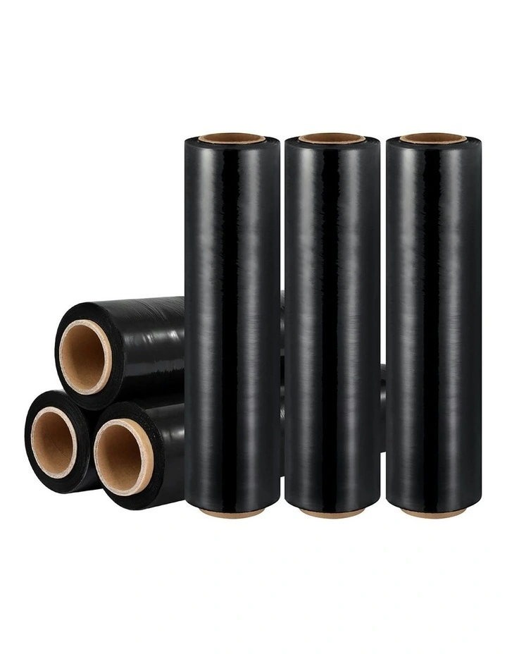 Stretch Film Pallet Shrink Wrap 6 Rolls Package Use Plastic 500mmx400m in Black