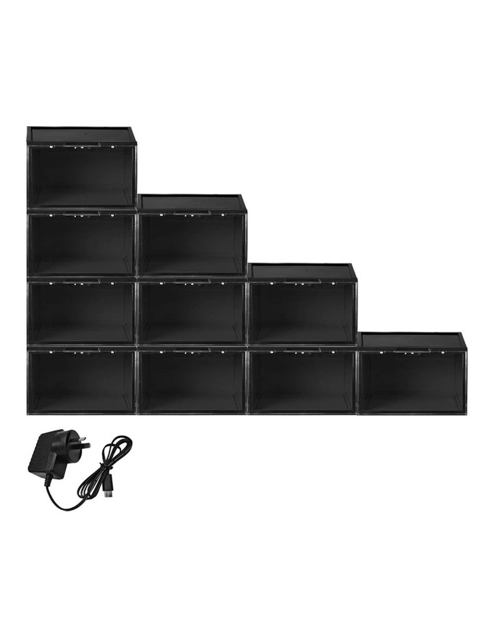 LED Voice-Activated Display & Storage Boxes in Black