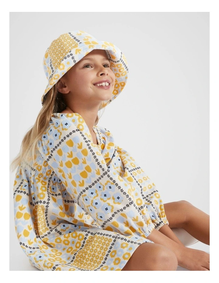 Floral Cord Bucket Hat in Cream