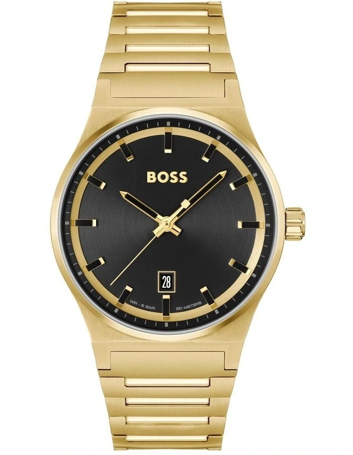 Candor Ionic Plated Gold Steel Watch in Black