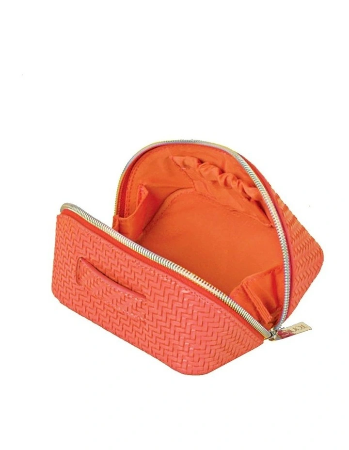 Herringbone Beauty Bag Small in Tangerine