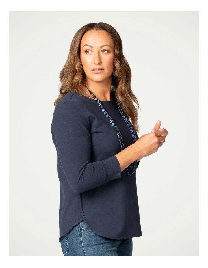 Eternity Modal/Cotton Bind Top in Navy