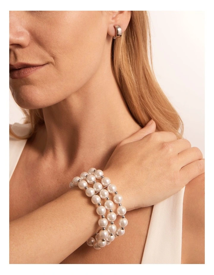 3 Row Pearl Bracelet in Ivory