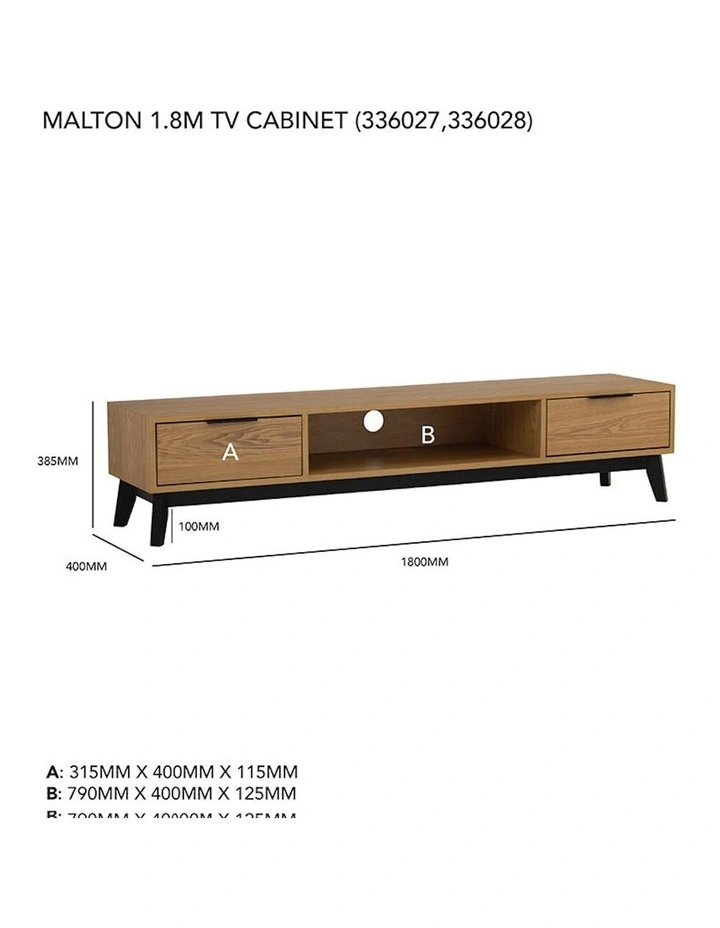 Malton Entertainment TV Unit 180cm in Walnut