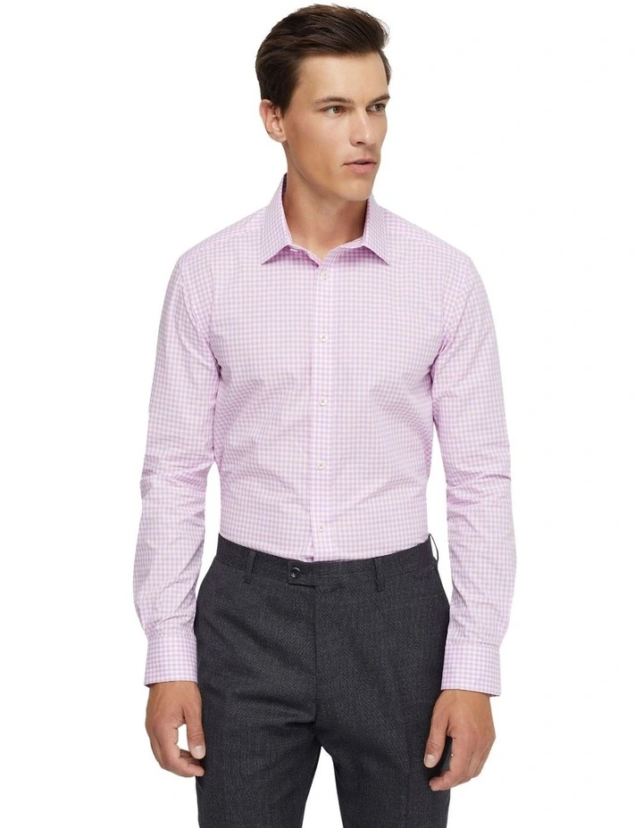 Beckton Cotton Gingham Shirt in Pink