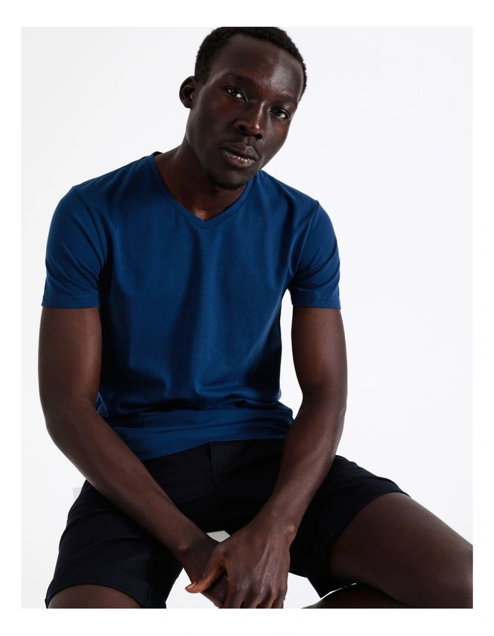 Tenerife V-Neck Tee in Cobalt