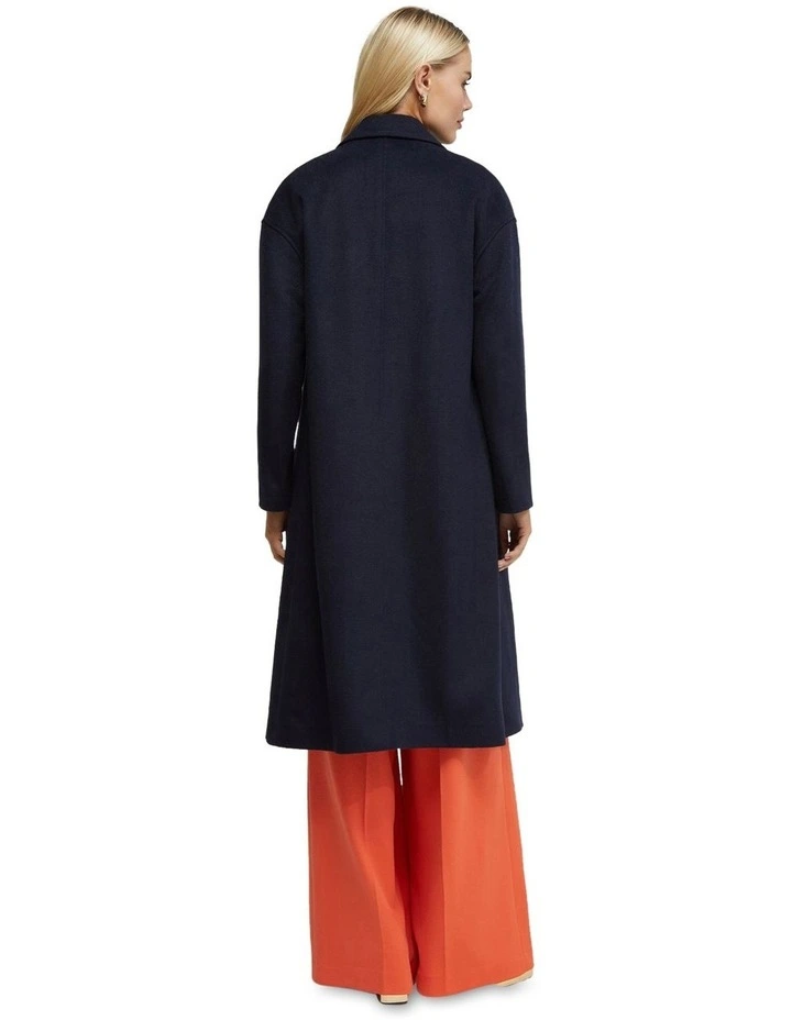 Celia Wool Rich Half Lined Coat in Navy