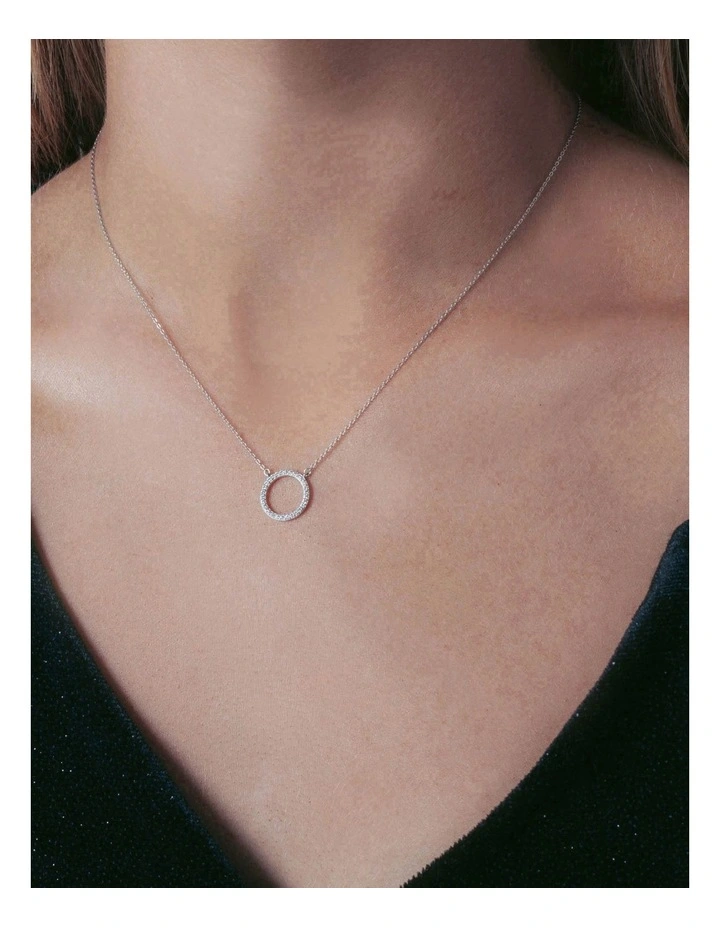 Ara Rhodium Pendant Necklace in Silver