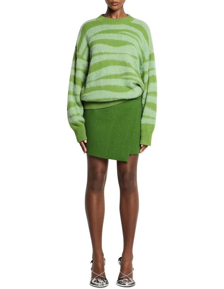Animal Oversize Knit Jumper in Multi Green